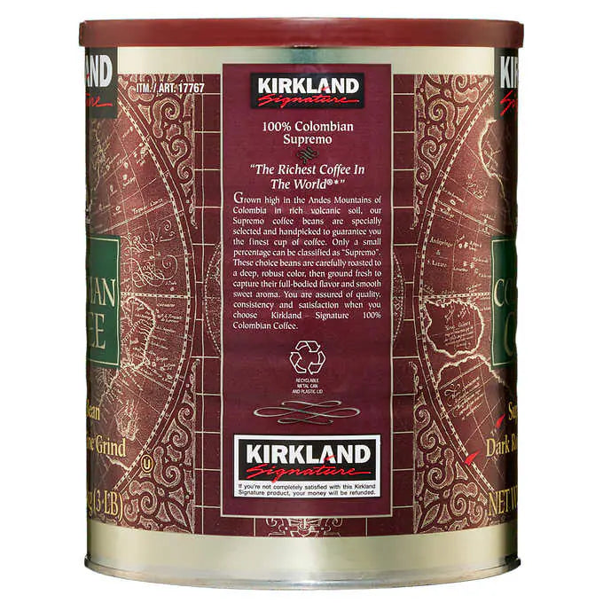 Kirkland Signature 100% Colombian Coffee, Dark Roast, 3 lbs