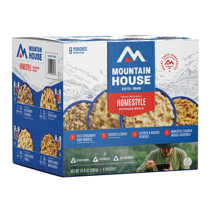 Mountain House Homestyle Outdoor Meal Kit, 8 Pouch Assortment (16 Total Servings)