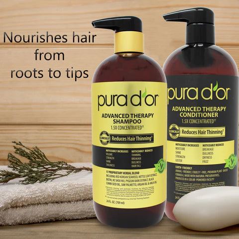 pura dor Advanced Therapy Anti-Hair Thinning Shampoo and Conditioner Duo