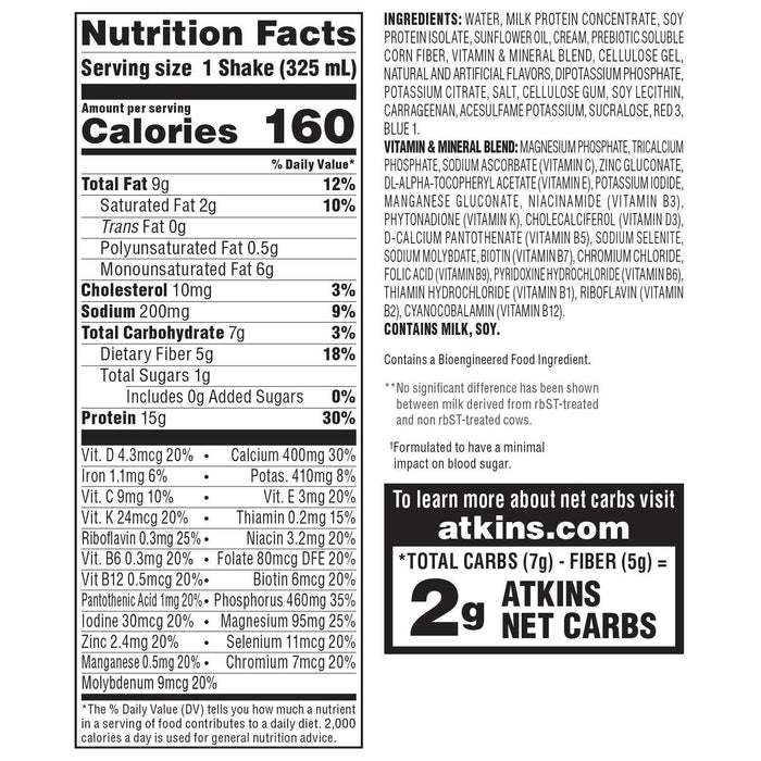 Atkins 15g Keto Protein Shake, Strawberry 11 fl. oz. 15 pk.