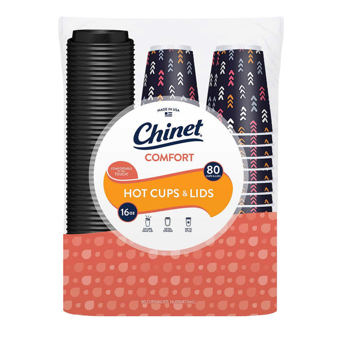 Chinet Comfort 16 oz Cup and Lid, 80-count