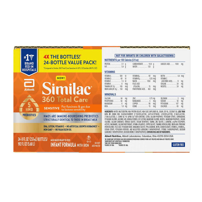 Similac 360 Total Care Sensitive Ready-to-Feed Infant Formula 8 fl oz, 24-pack ) | Home Deliveries