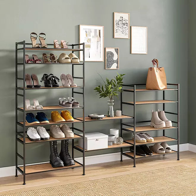 Seville Classics 3-Tier Resin Slat Shoe Rack, 26.5 W x 12.2 D x 19 H