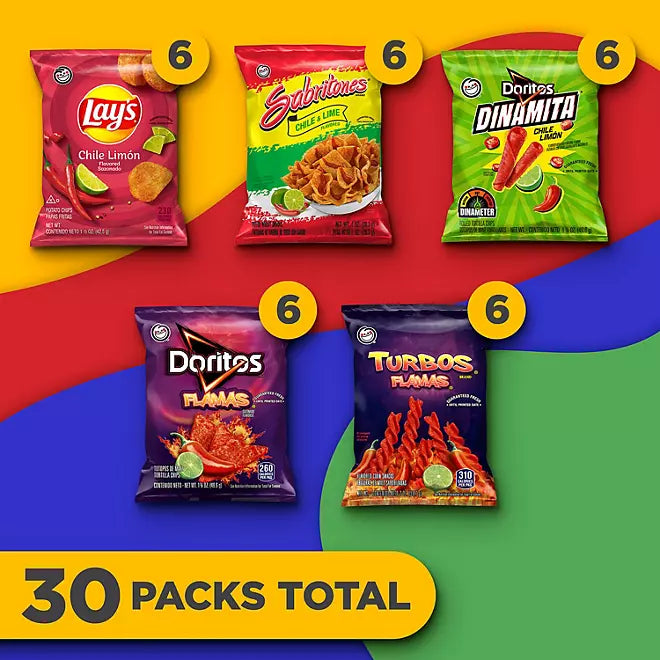 Sabritas Chile Limon Mix, Variety Pack Snacks, 30 pk.