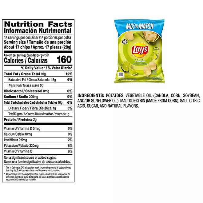 Lay's Limon Potato Chips, 15 oz.