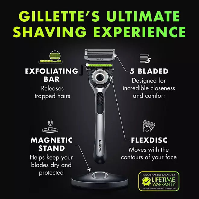GilletteLabs Men's Razor with Exfoliating Bar - 1 Handle, 7 Refills, 1 Premium Magnetic Stand