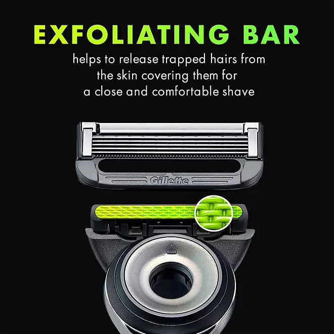 GilletteLabs Men's Razor with Exfoliating Bar - 1 Handle, 7 Refills, 1 Premium Magnetic Stand