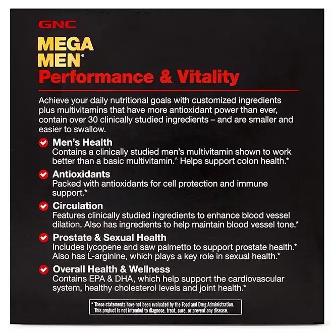 GNC Mega Men Performance and Vitality Vitapak Program, 30 ct.