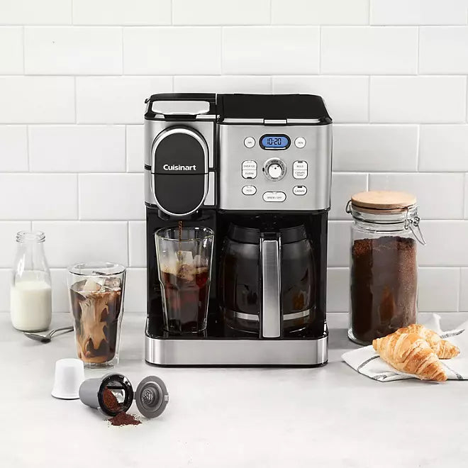 Cuisinart Stainless Steel Coffee Center 2-in-1 Coffeemaker, 12 Cup Capacity, Single Serve, Hot or Iced (Choose Color)