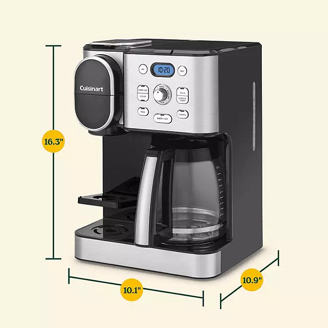 Cuisinart Stainless Steel Coffee Center 2-in-1 Coffeemaker, 12 Cup Capacity, Single Serve, Hot or Iced (Choose Color)
