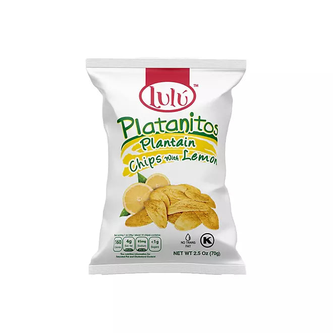 Lulu Platanitios Lemon Plantain Chips, 2.5 oz., 30 pk.