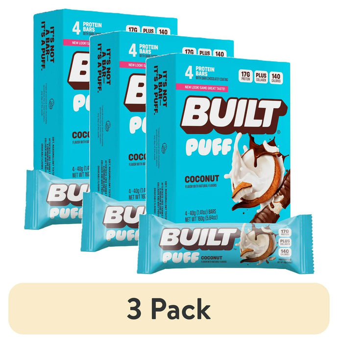 BUILT Puff Protein Bars, 17g Protein, Choose Flavor and Size