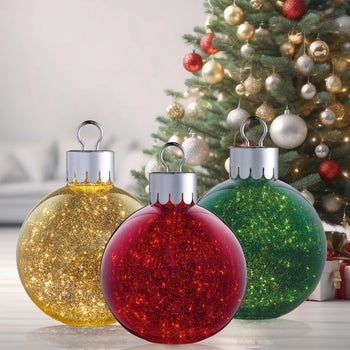 Oversized 15.7" Glass Tabletop Ornament with LED Lights