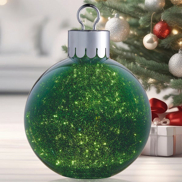 Oversized 15.7" Glass Tabletop Ornament with LED Lights