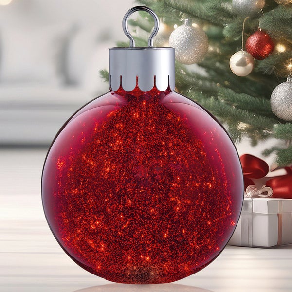 Oversized 15.7" Glass Tabletop Ornament with LED Lights