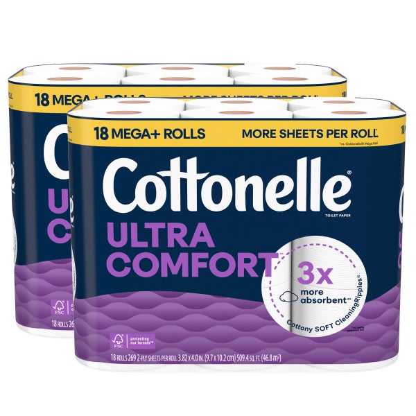 Cottonelle Ultra Comfort Bath Tissue, 2-Ply, 268 Sheets, 36 Rolls