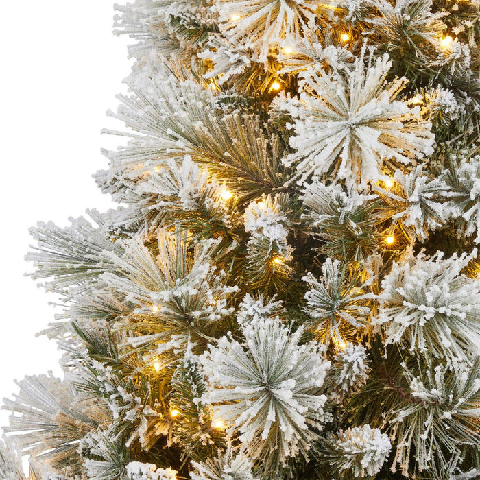 4.5 Pre-Lit Glitter Flocked Potted Artificial Tree