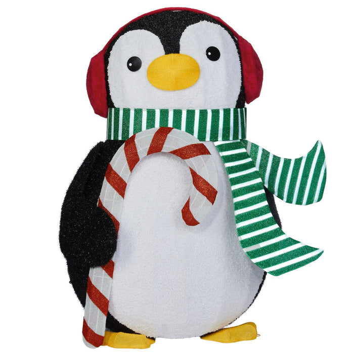 5' LED Penguin With Candy Cane