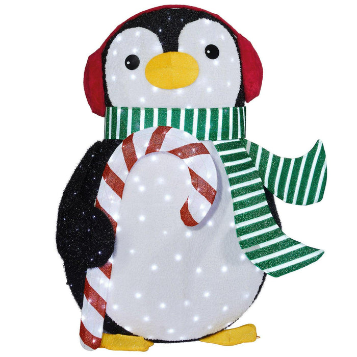 5' LED Penguin With Candy Cane