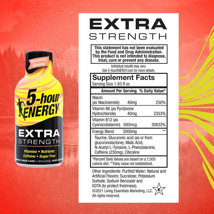 5-hour ENERGY Shot, Extra Strength, Strawberry Banana 1.93 oz., 24 pk.