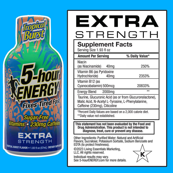 5-hour ENERGY Shot, Extra Strength, Tropical Burst 1.93 oz., 24 pk.