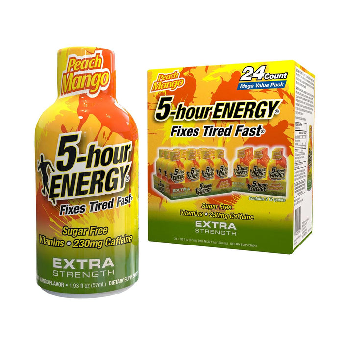 5-hour ENERGY Shot, Extra Strength, Peach Mango 1.93 oz., 24 pk.