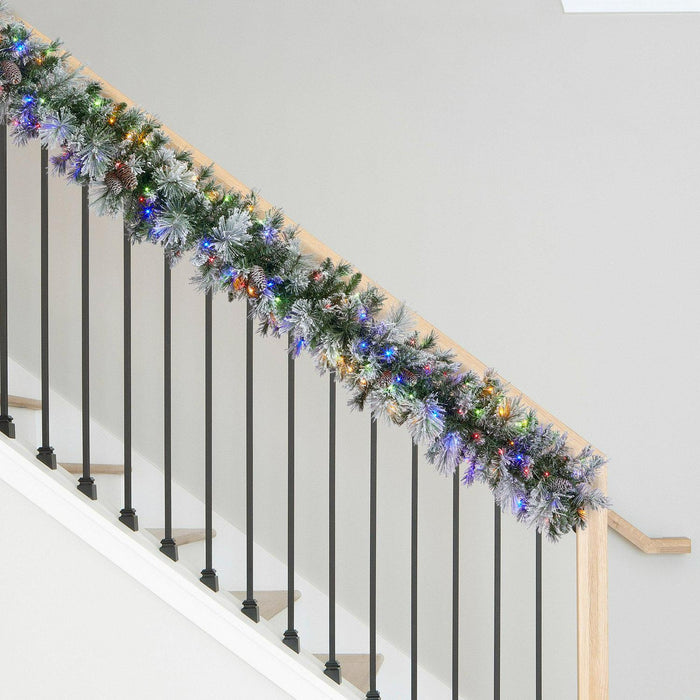 9 Pre-lit Glitter Flocked Artificial Garland