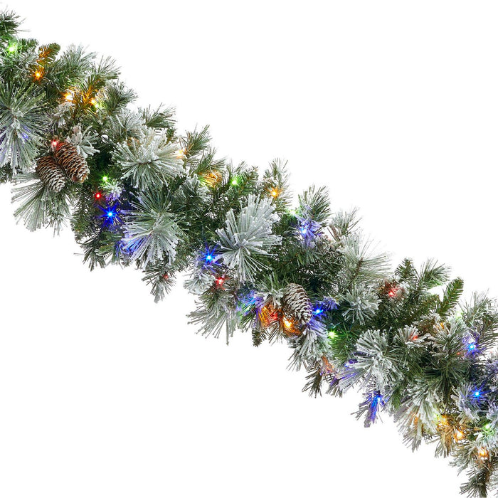 9 Pre-lit Glitter Flocked Artificial Garland