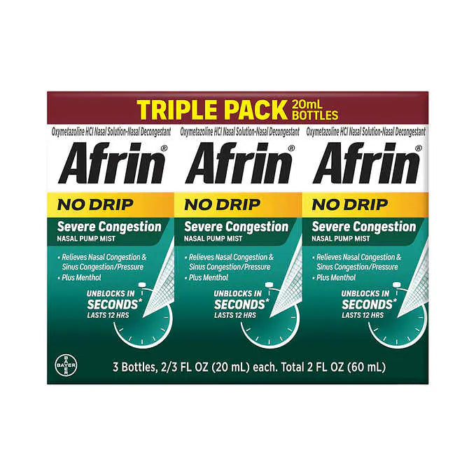 Afrin Original Maximum Strength 12 Hour Nasal Congestion Relief Spray, 90 mL.