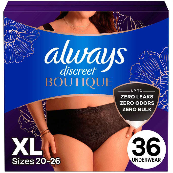 Always Discreet Boutique Incontinence Underwear, Maximum Protection, 36 ct., Choose Your Size