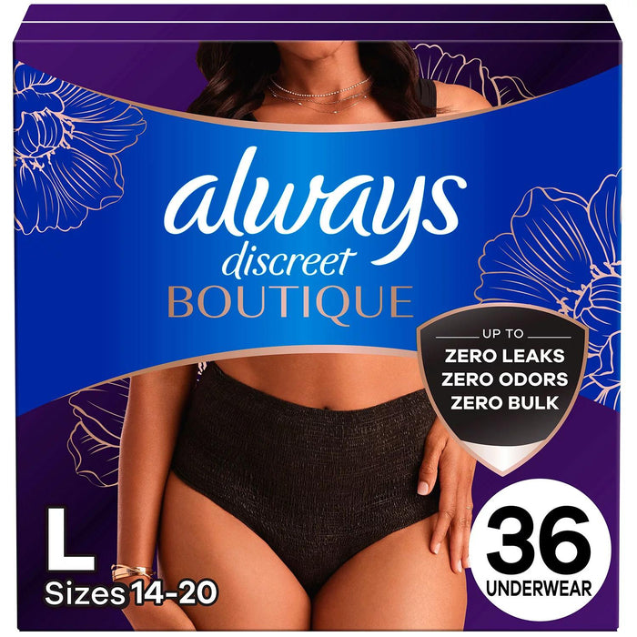 Always Discreet Boutique Incontinence Underwear, Maximum Protection, 36 ct., Choose Your Size