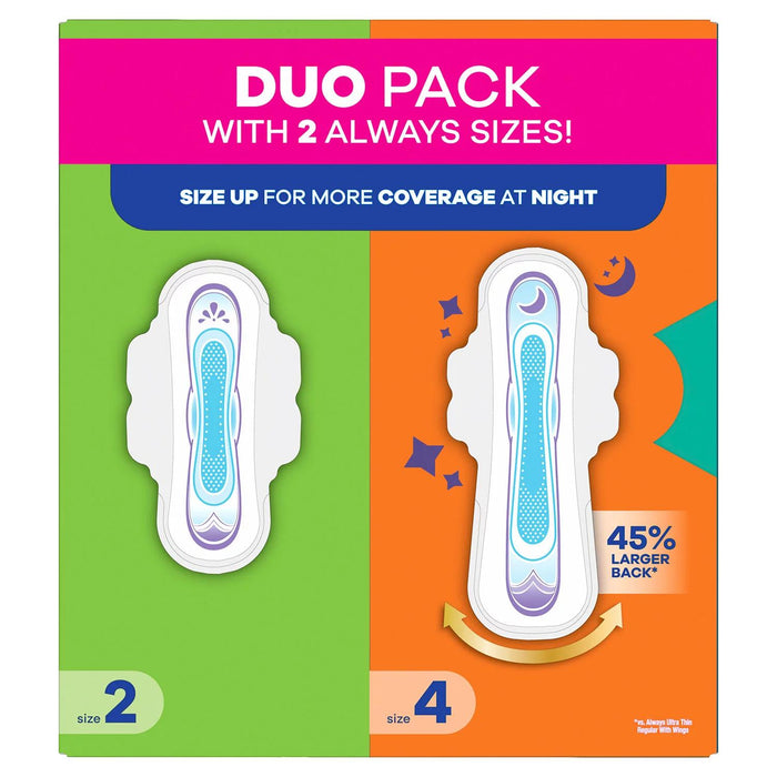 Always Ultra Thin Pads Duo Pack, 74 ct.