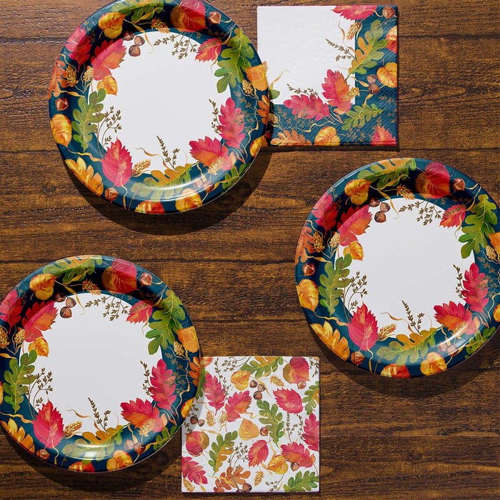 Artstyle Paper Plate & Napkin Bundle, Leaves in Autumn, 200-count