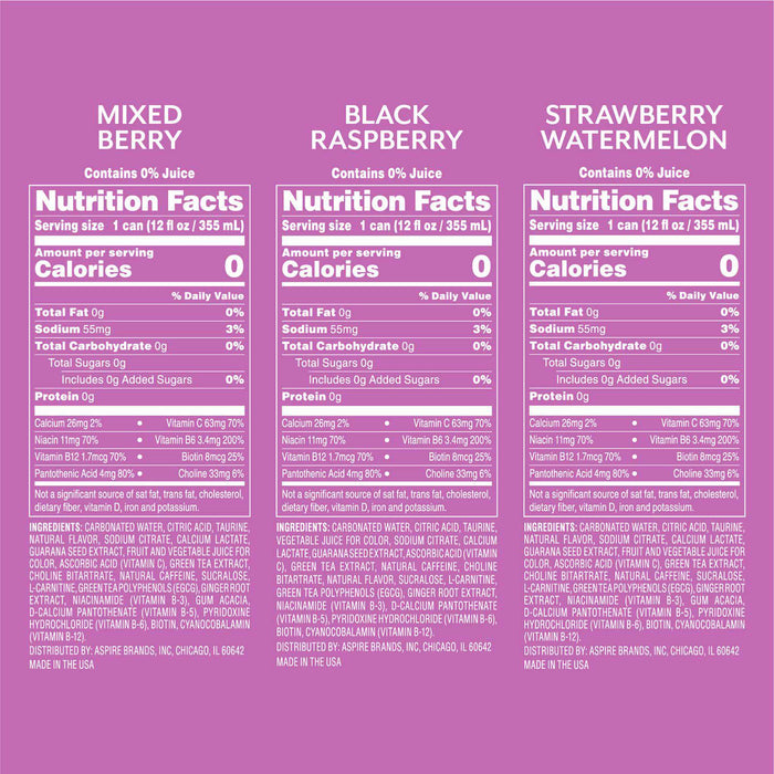 Aspire Healthy Energy Drinks Variety Pack 12 fl. oz., 15 pk.