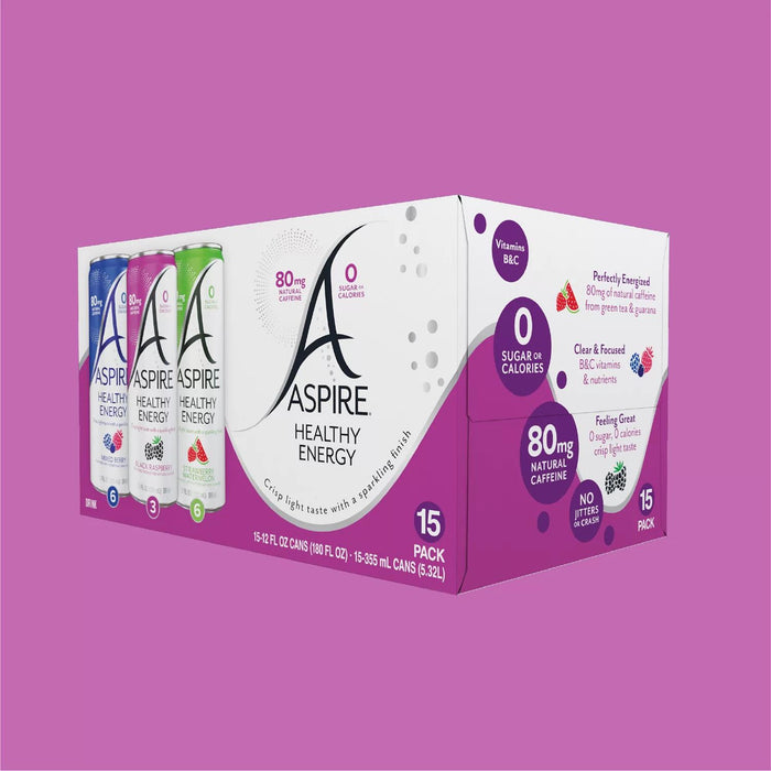 Aspire Healthy Energy Drinks Variety Pack 12 fl. oz., 15 pk.