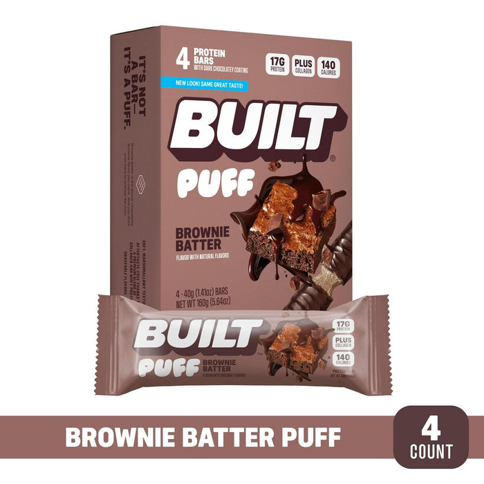 BUILT Puff Protein Bars, 17g Protein, Choose Flavor and Size