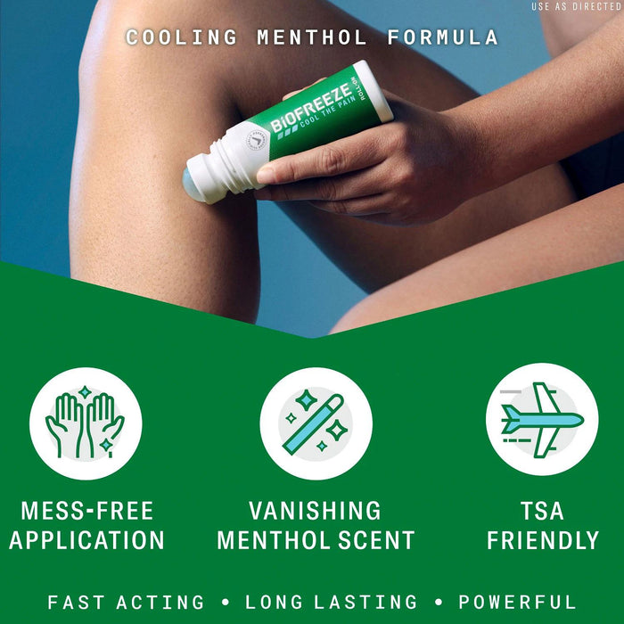 BiOFREEZE Cool the pain Menthol Pain Relief Roll-On, 3 fl. oz., 2 pk.