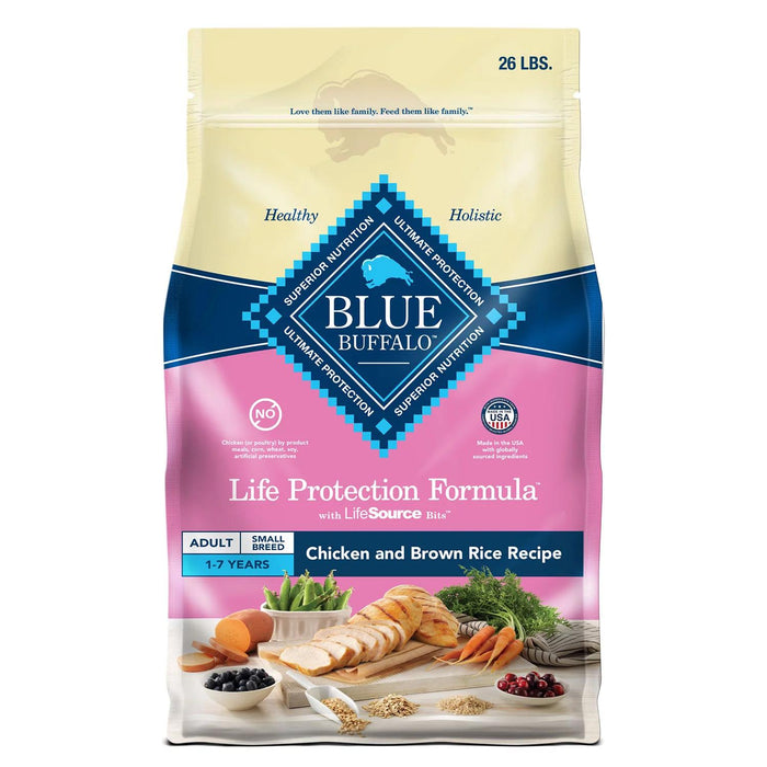 Blue Buffalo Life Protection Formula Chicken and Brown Rice, Adult Small Breed Dry Dog Food, 26 lbs.