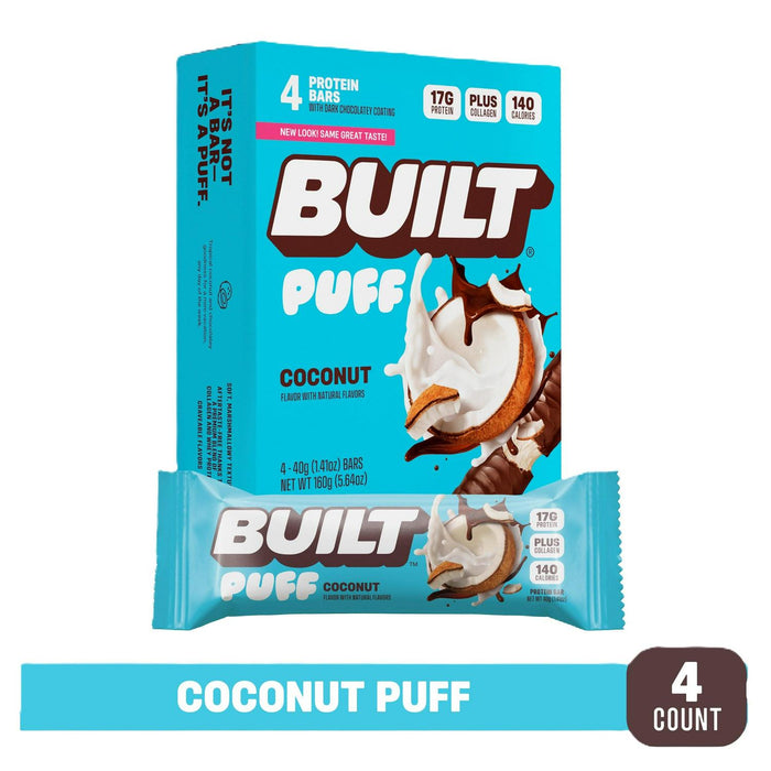 BUILT Puff Protein Bars, 17g Protein, Choose Flavor and Size