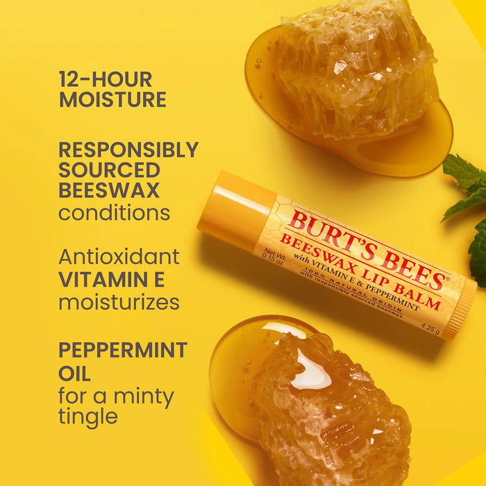 Burt's Bees 100% Natural Origin Beeswax Moisturizing Lip Balm 8 pk.