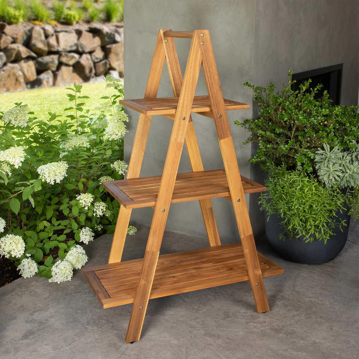 Cascade 3-Layer Outdoor Wood Plant Stand