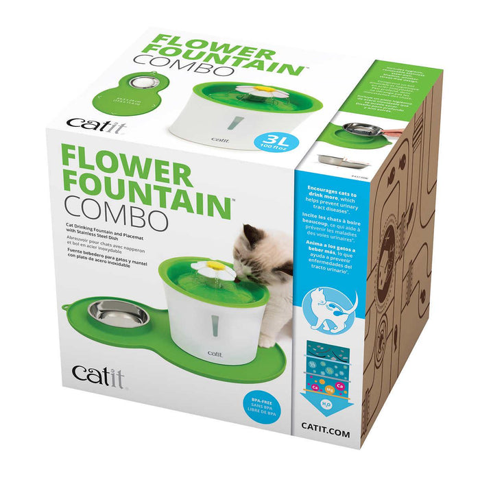 Catit Flower Fountain and Placemat Kit with 5 Replacement Filters