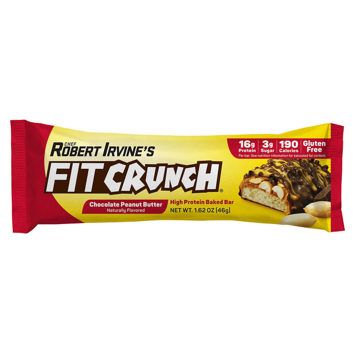Chef Robert Irvine s Fitcrunch Chocolate Peanut Butter Whey Protein Bars, 18-count, 1.62oz