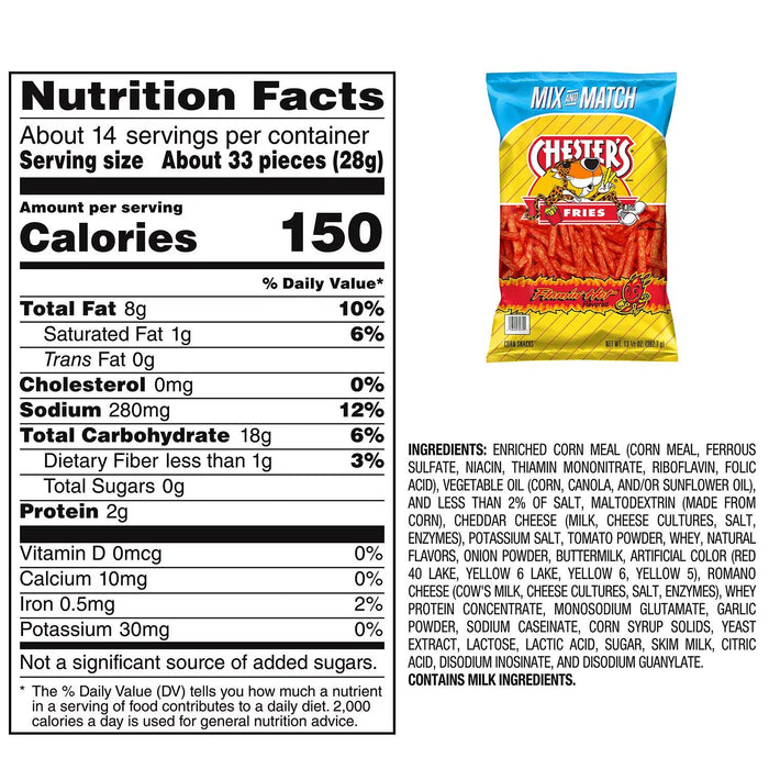 Chester's Fries Flamin' Hot Corn and Potato Snacks, 13.5 oz.