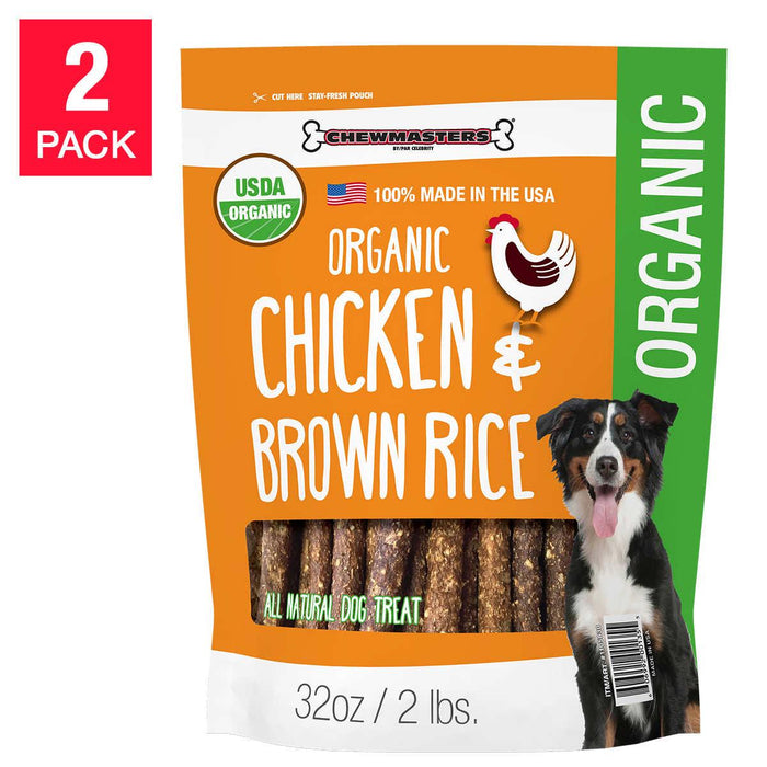 Chewmasters Organic Chicken and Brown Rice Dog Treats, 32 oz, 2-count