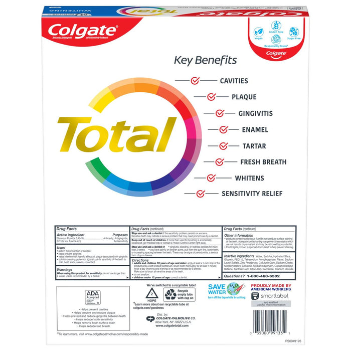Colgate Total Whitening Toothpaste, 6 oz., 5 pk.