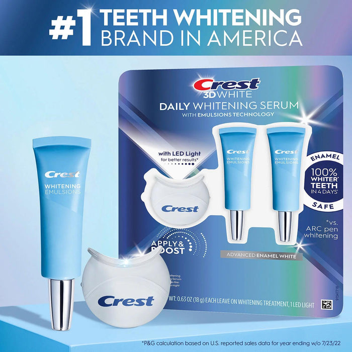 Crest 3DWhite Daily Whitening Serum, Advanced Enamel White + LED Light Treatment