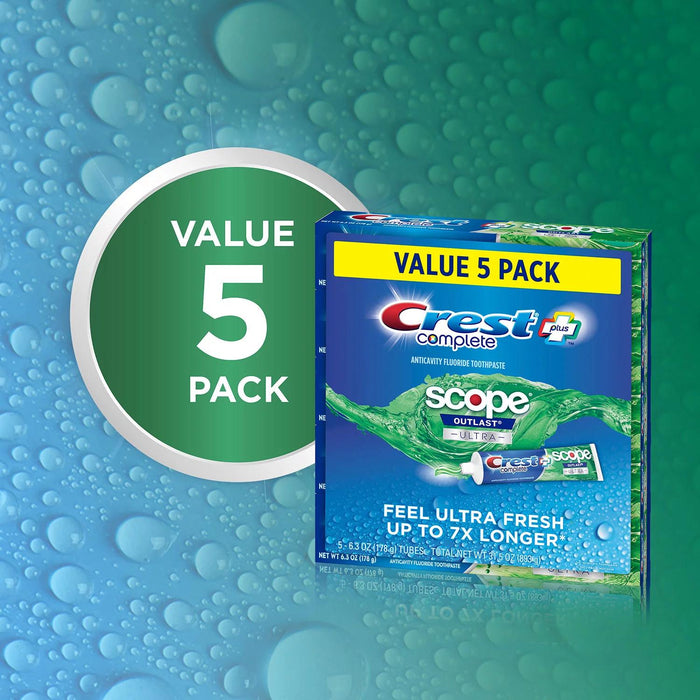 Crest Complete + Scope Outlast Ultra Toothpaste, 6.3 oz., 5 pk.