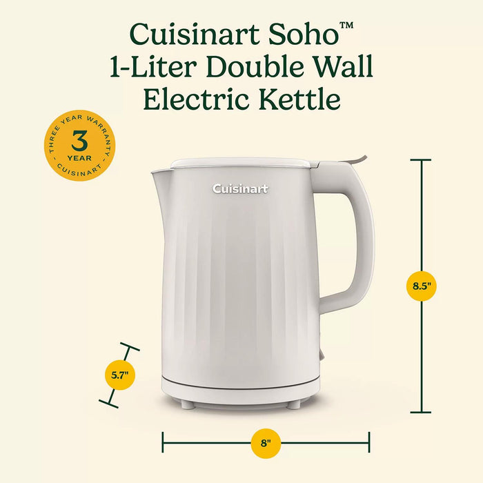 Cuisinart Soho 1-Liter Double-Wall Electric Kettle with Cord Storage (Choose Color)