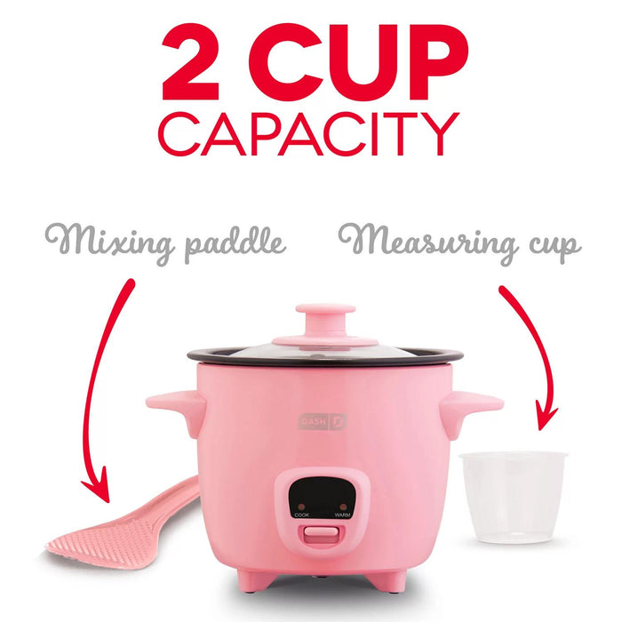 Dash Mini 2-Cup Rice Cooker with Keep Warm Function, Choose Color